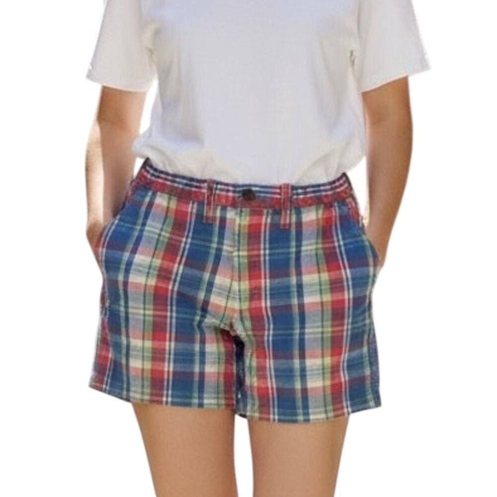 Abercrombie & Fitch Shorts Womens Large High Waisted Plaid Button Fly Y2K Preppy